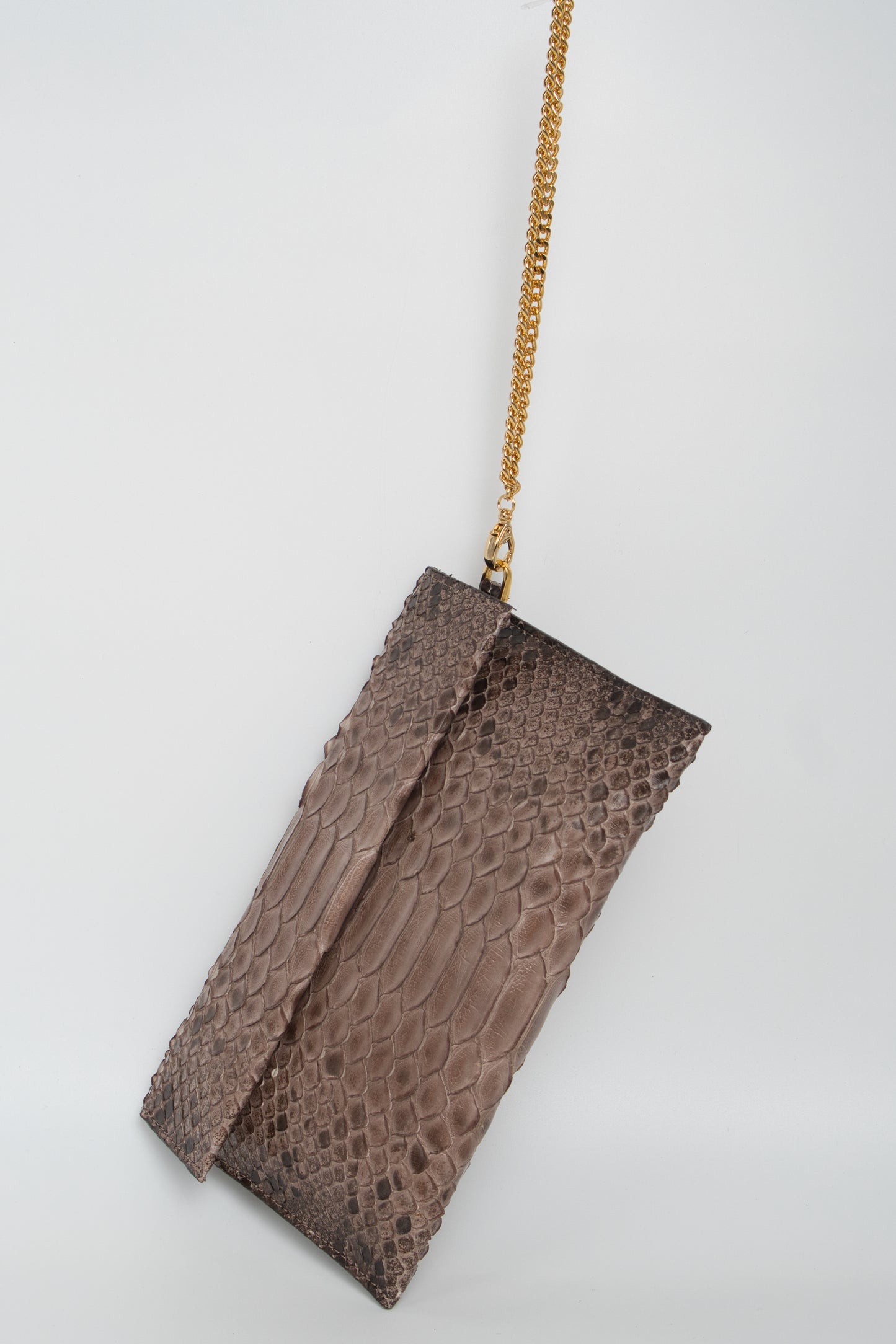 Clutch | Couro de Python | Marrom