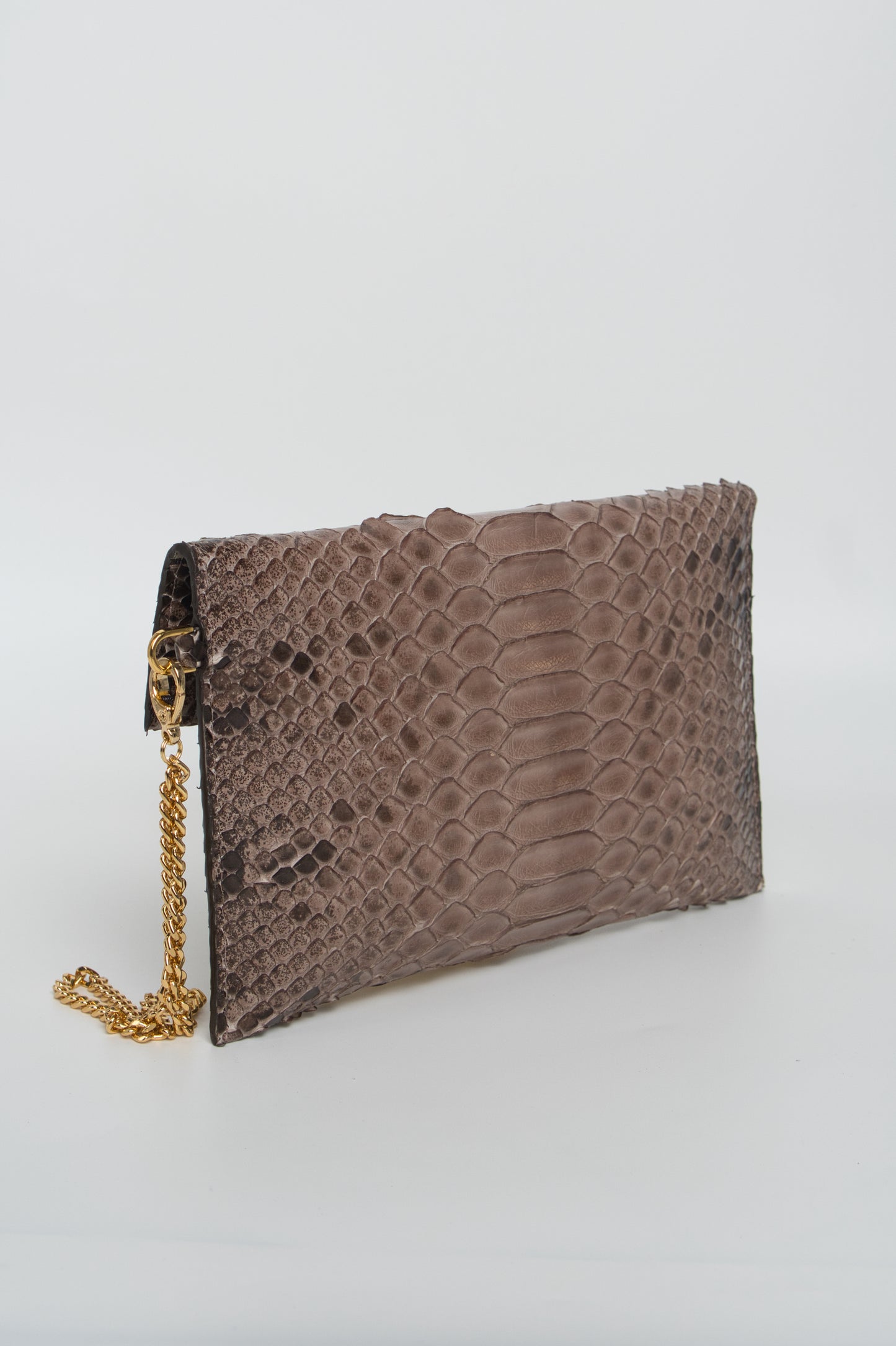 Clutch | Couro de Python | Marrom