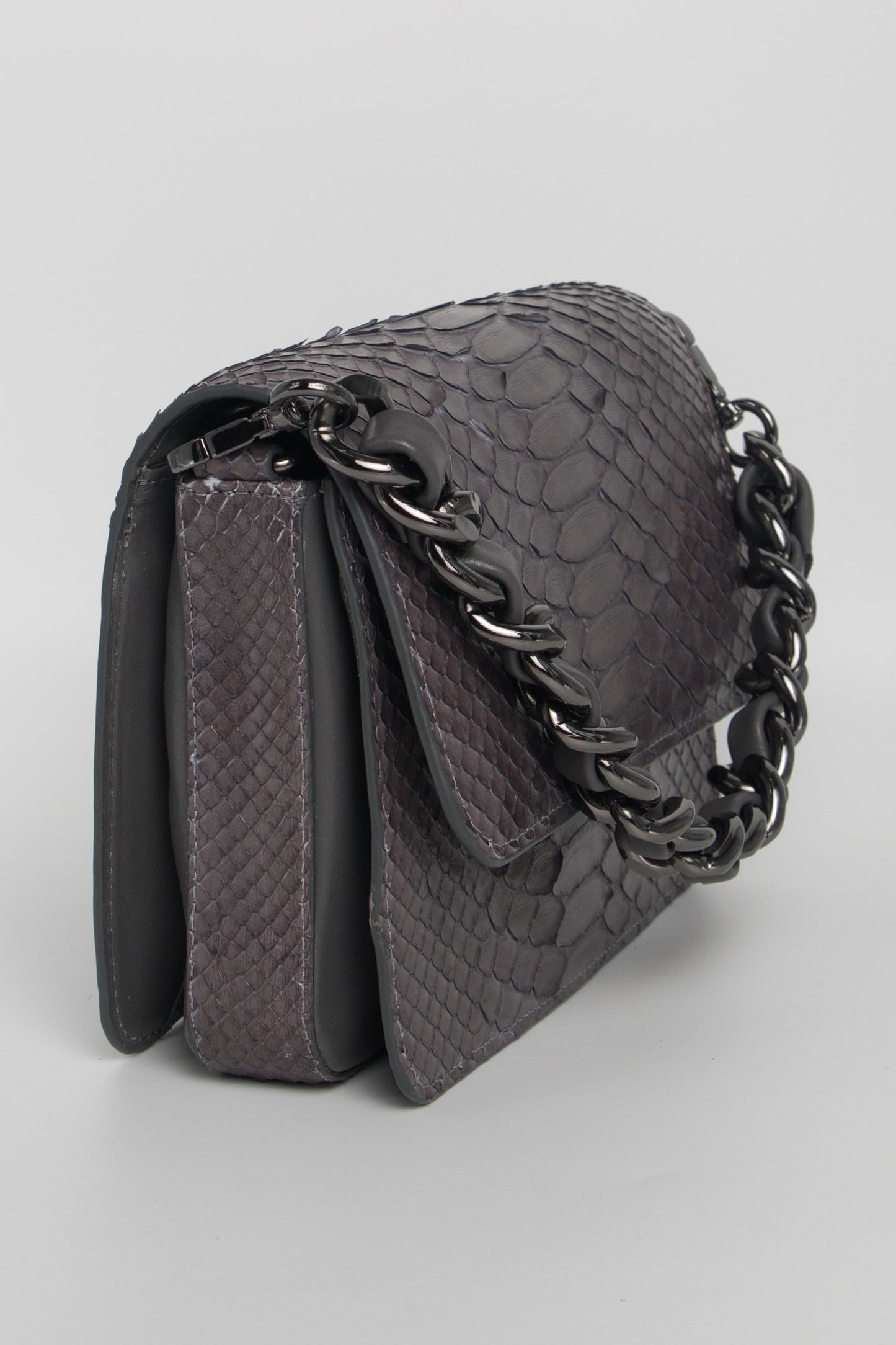 Bolsa Elisa | Couro de Python | Cinza