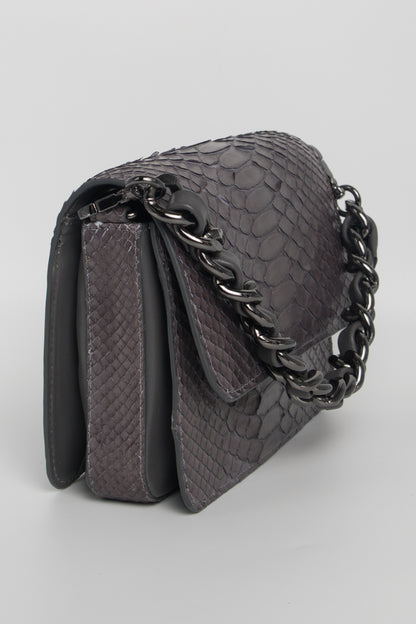 Bolsa Elisa | Couro de Python | Cinza