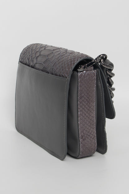 Bolsa Elisa | Couro de Python | Cinza