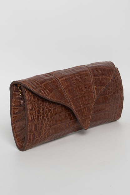 Clutch Clara | Couro de Jacaré | Caramelo