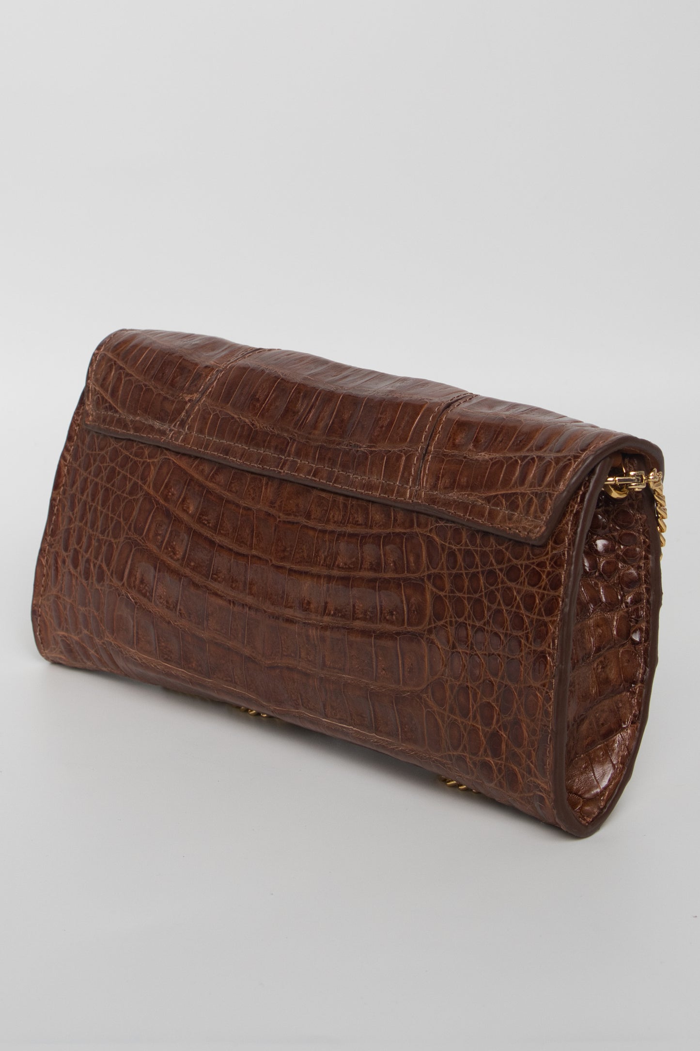 Clutch Clara | Couro de Jacaré | Caramelo