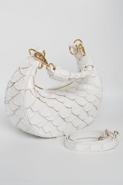 Bolsa Marcela P | Couro de Pirarucu | Off White