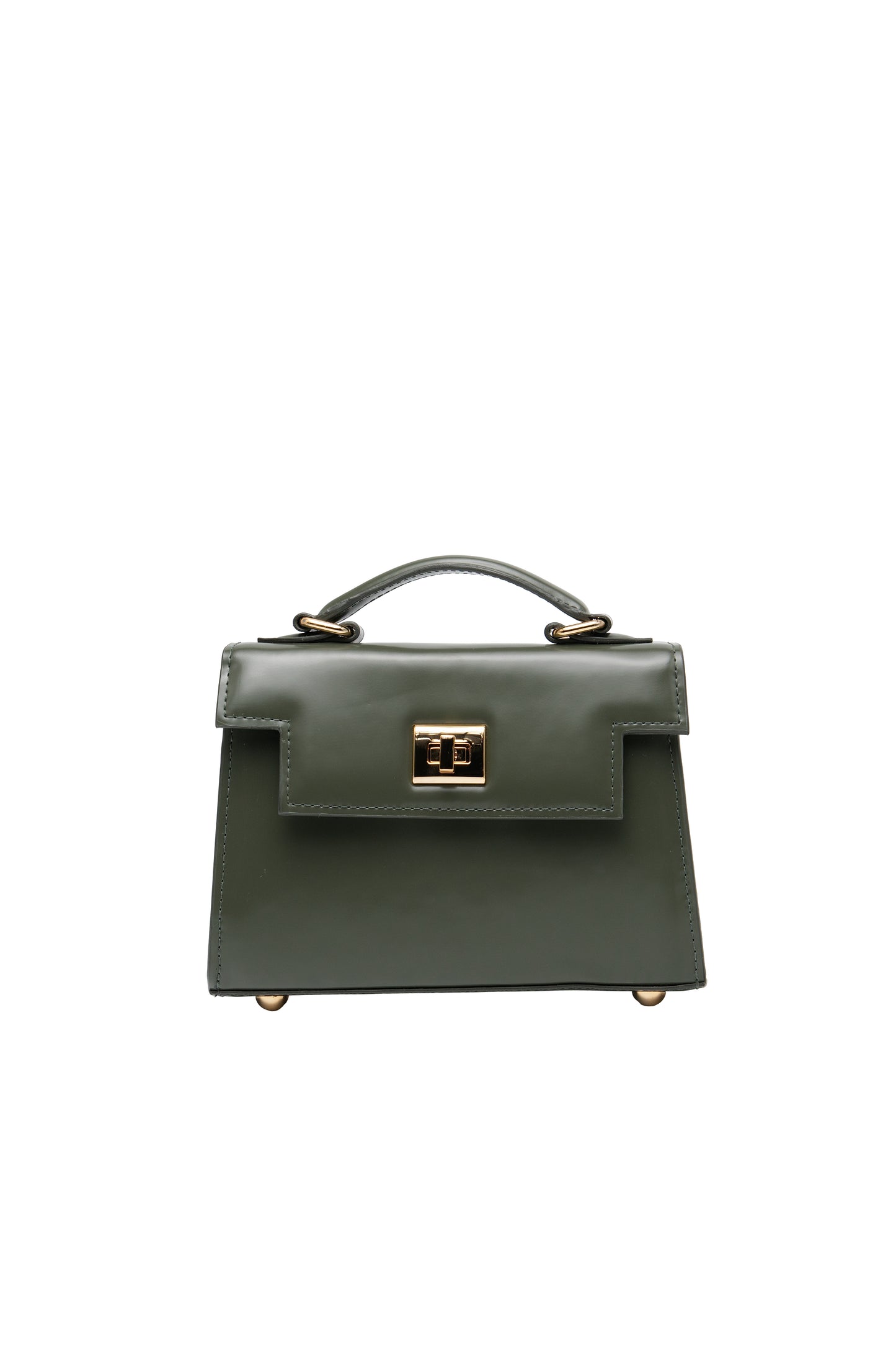 Bolsa Cris | Couro Box | Verde com Ferragem Dourada
