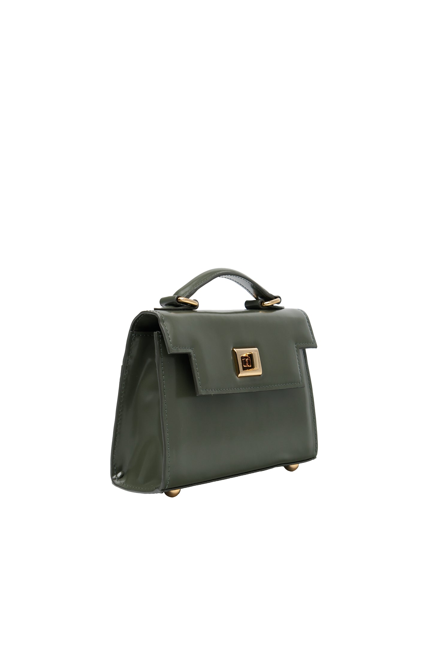 Bolsa Cris | Couro Box | Verde com Ferragem Dourada