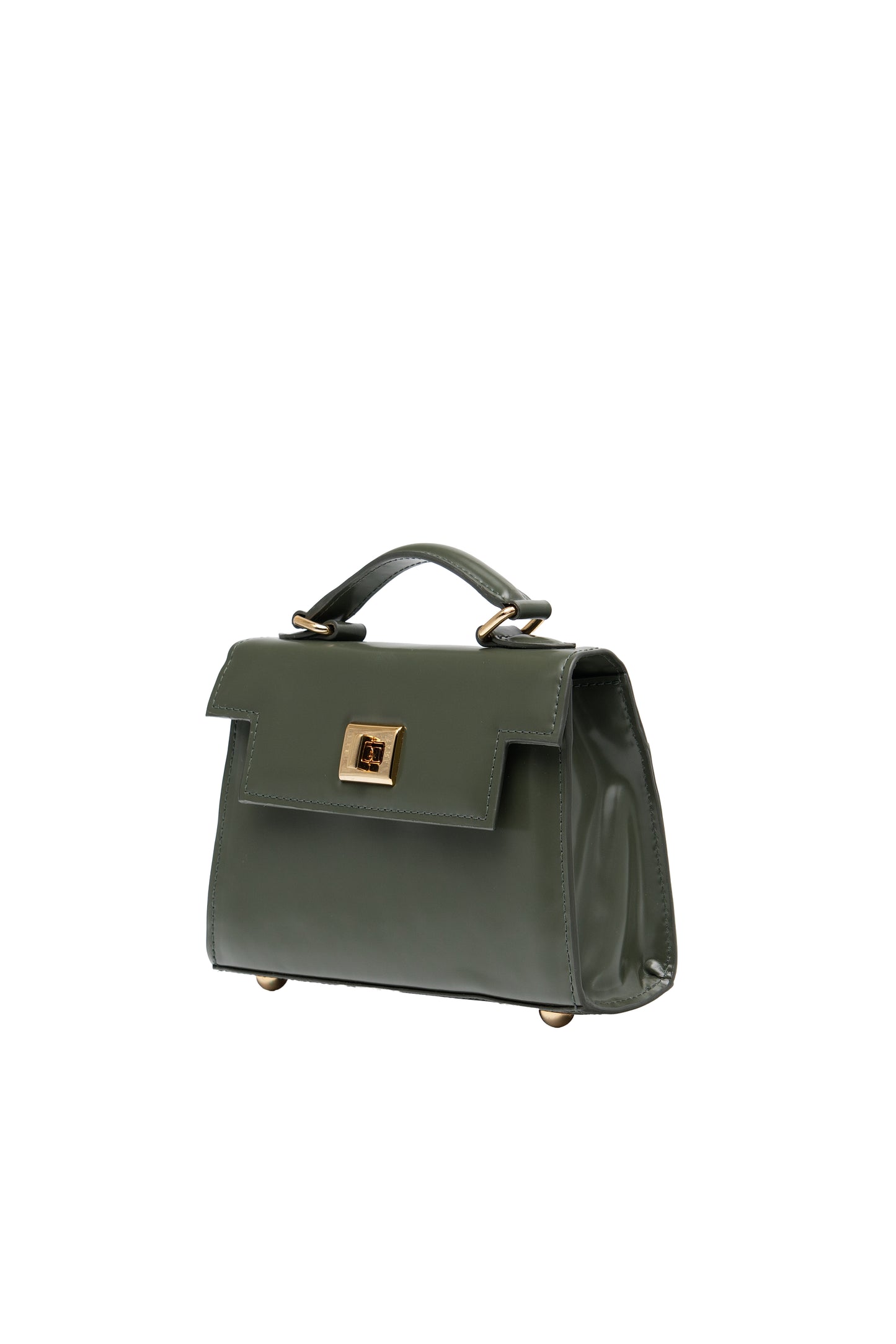 Bolsa Cris | Couro Box | Verde com Ferragem Dourada