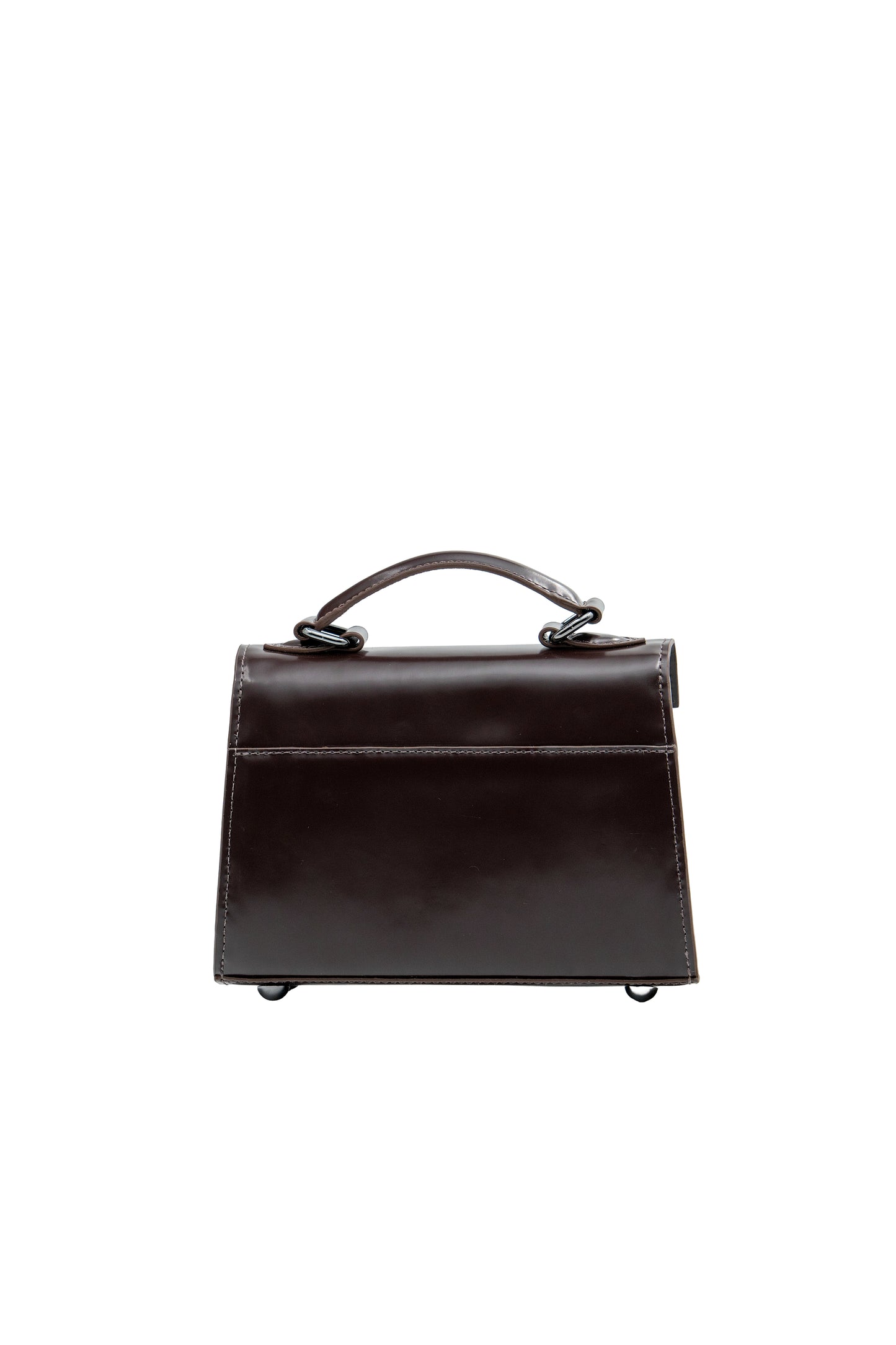 Bolsa Cris | Couro Box | Marrom com Ferragem Grafite