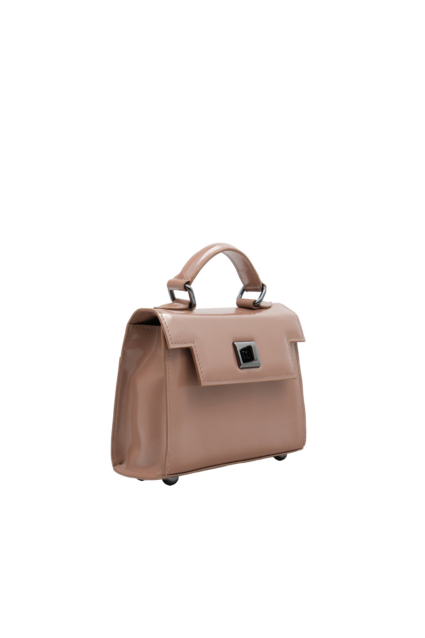 Bolsa Cris | Couro Box | Areia com Ferragem Grafite