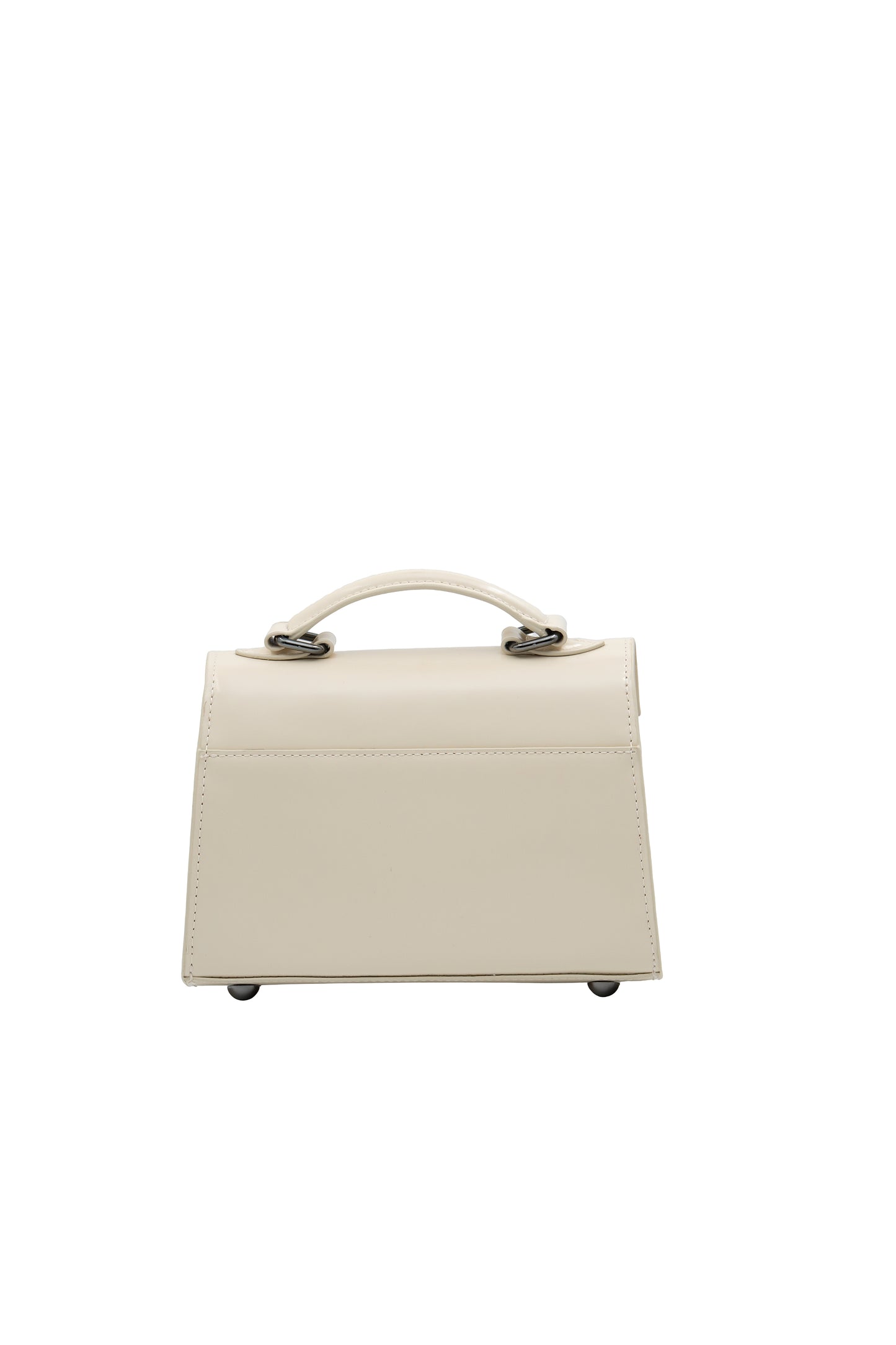 Bolsa Cris | Couro Box | Off White com Ferragem Grafite
