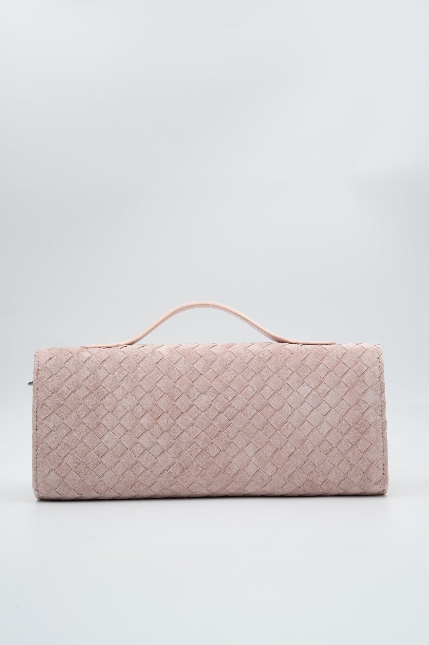 Bolsa Indiara | Couro Camurça Tressê | Rosé com Ferragem Grafite