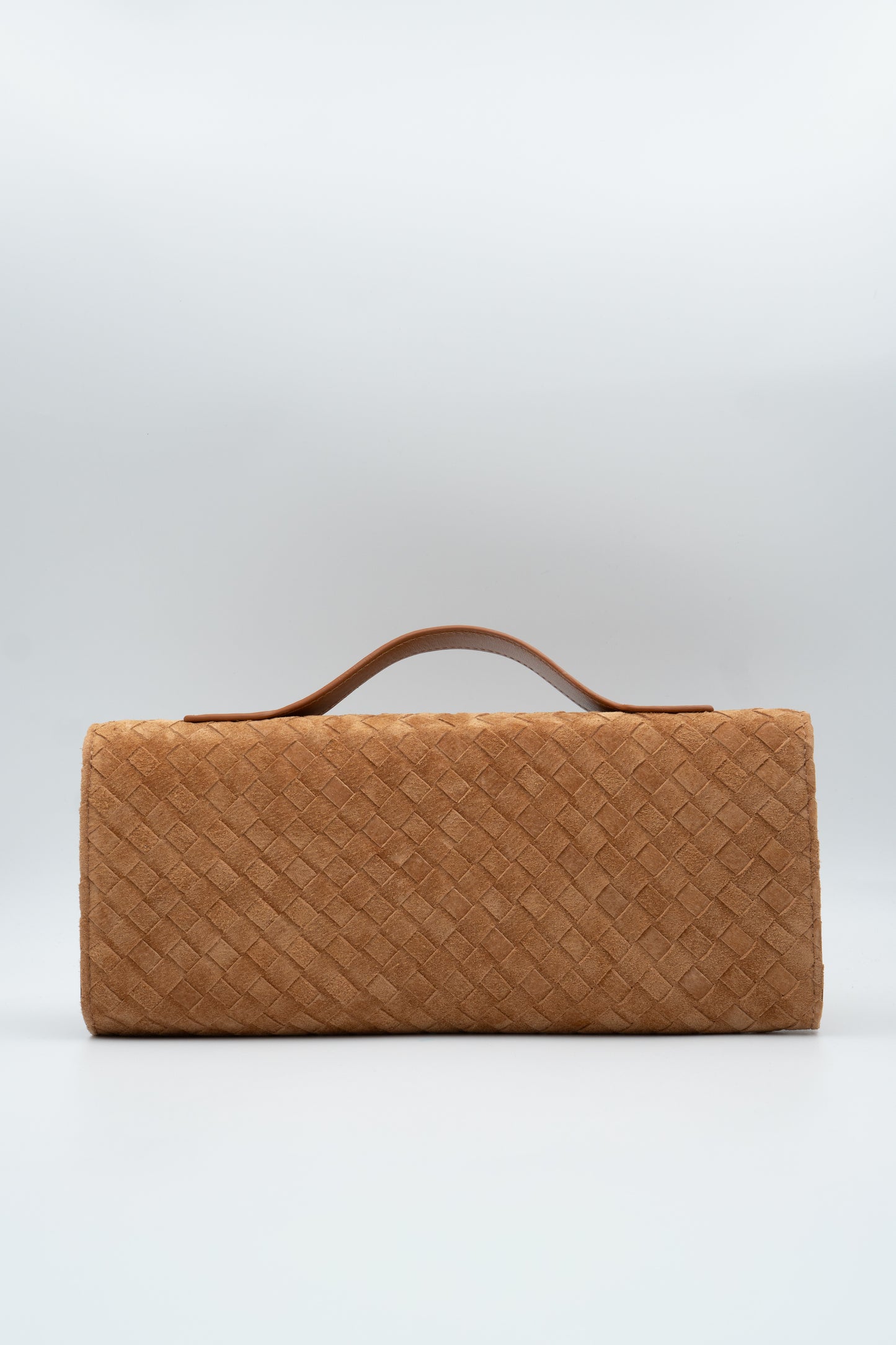 Bolsa Indiara | Couro Camurça Tressê | Camel com Ferragem Dourado