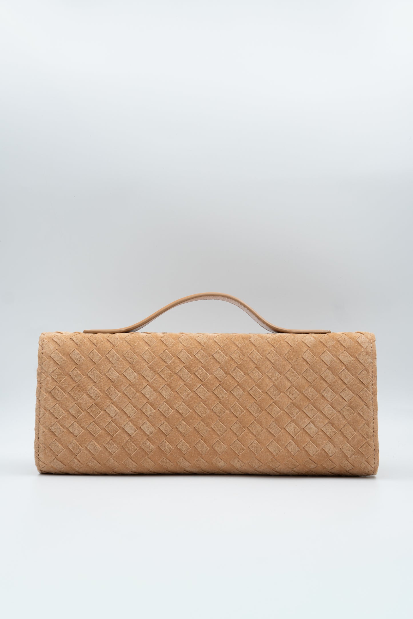 Bolsa Indiara | Couro Camurça Tressê | caramelo claro com Ferragem Dourado