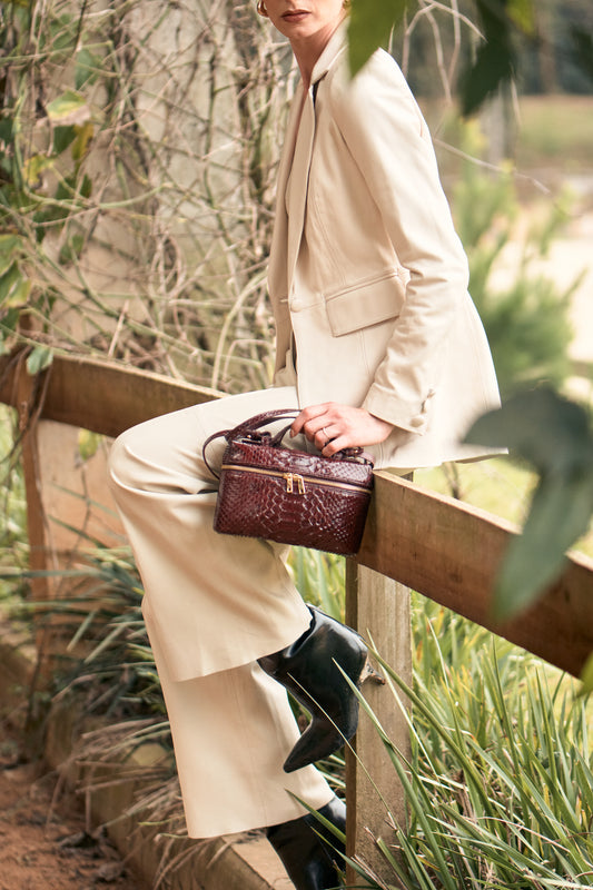 Bolsa Valentina | Couro Python | Burgundy