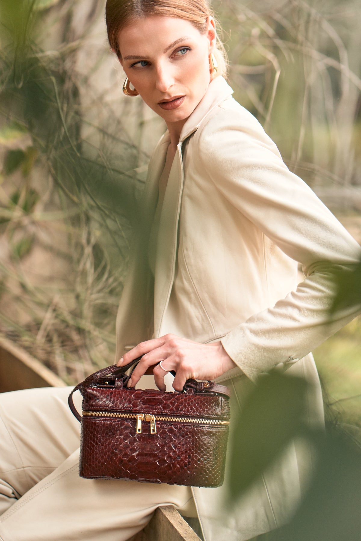 Bolsa Valentina | Couro Python | Burgundy