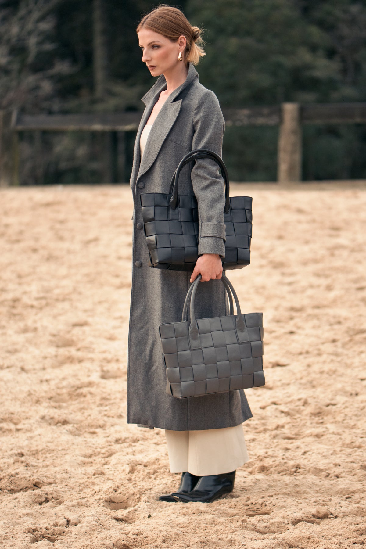 Bolsa Bet | Pelica de Caprino | Cinza