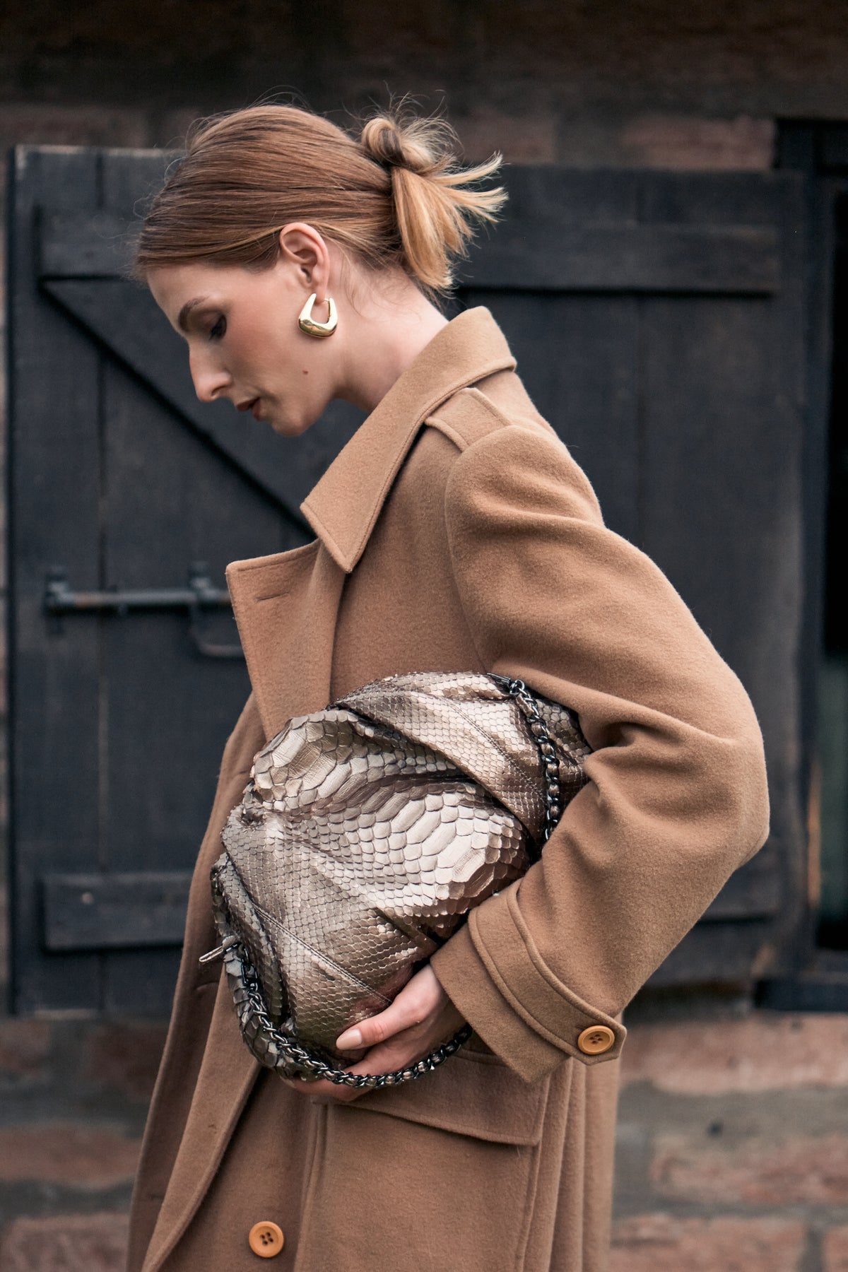 Bolsa Tanara | Couro de Python | Bronze