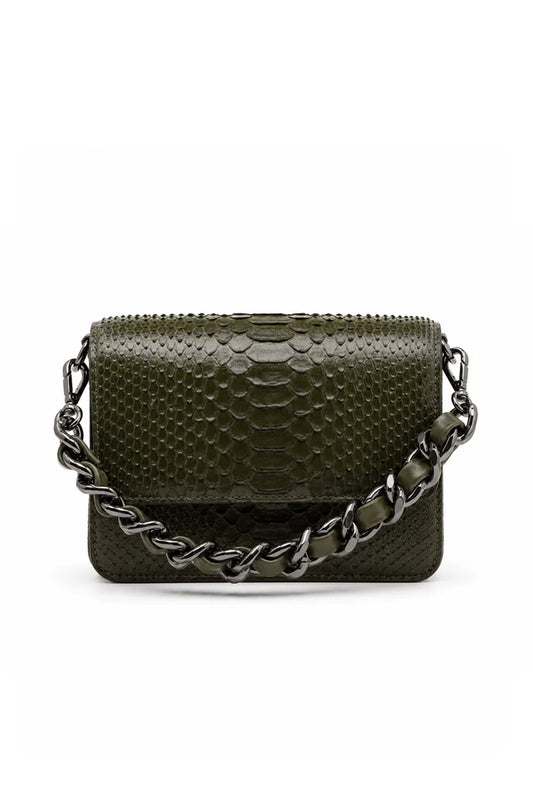 Bolsa Elisa | Couro de Python | Verde Musgo