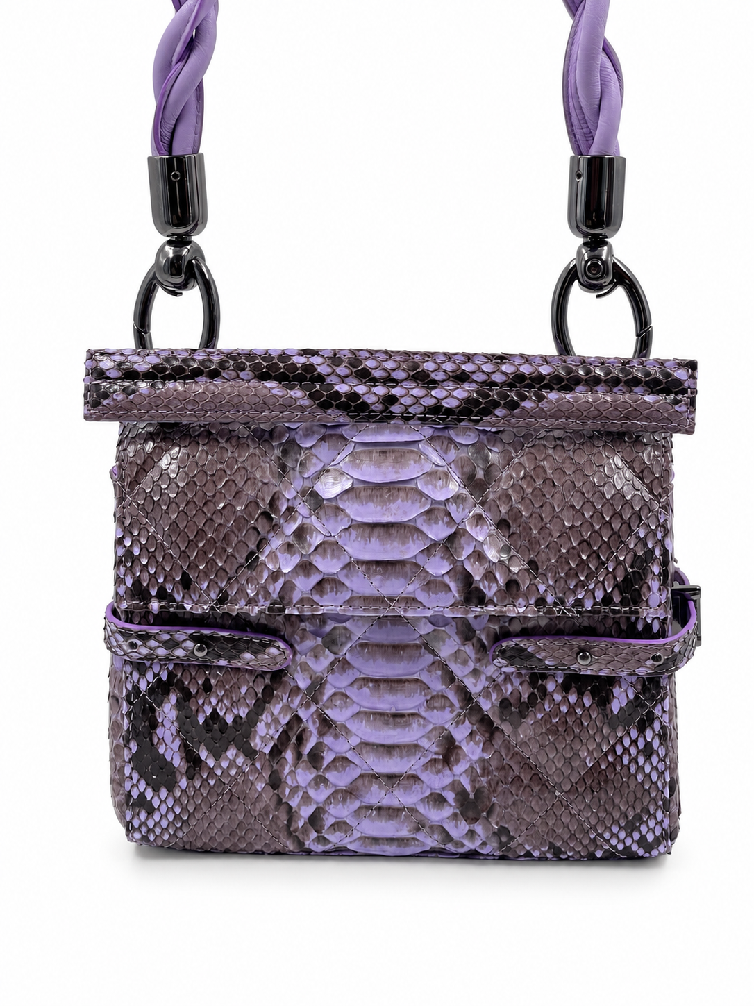 Bolsa Fabi | Couro de Python | Lilás | Ferragem Ônix