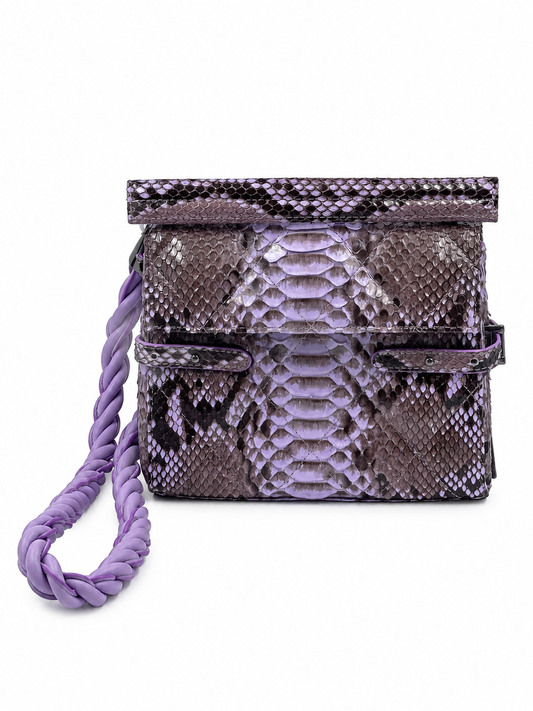 Bolsa Fabi | Couro de Python | Lilás | Ferragem Ônix