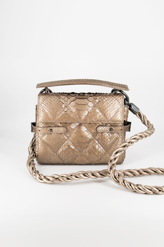 Bolsa Fabi | Couro de Python | Dourada