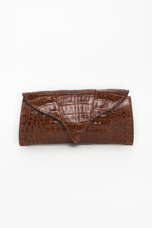 Clutch Clara | Couro de Jacaré | Caramelo