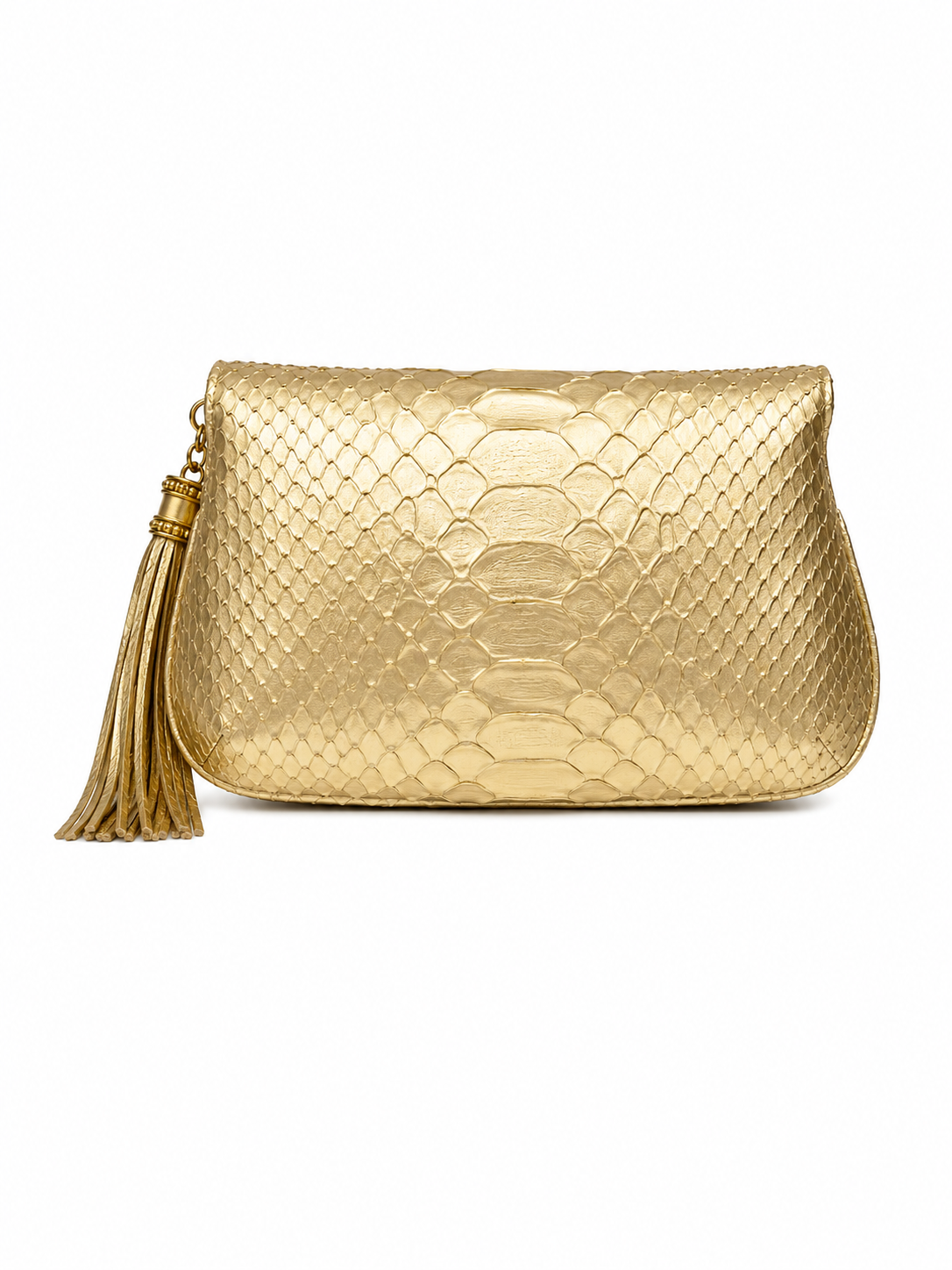 Bolsa Ju | Couro de Python | Dourada
