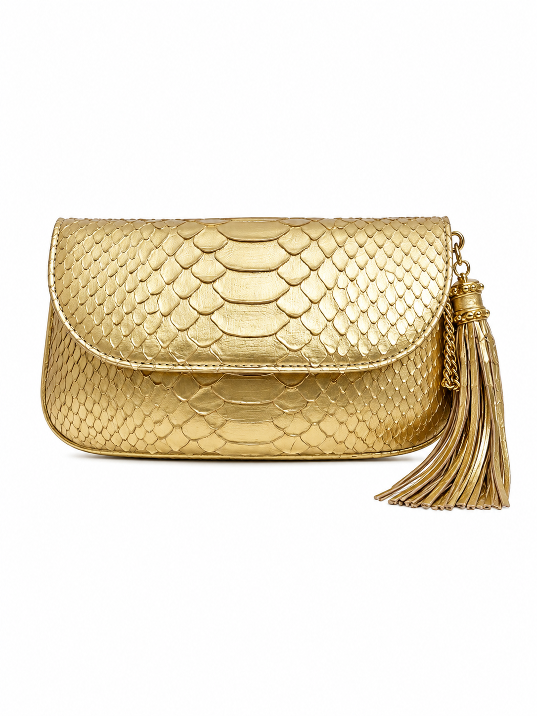 Bolsa Ju | Couro de Python | Dourada