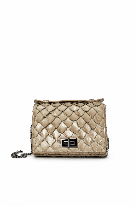 Bolsa Larissa | Couro de Pirarucu | Bege