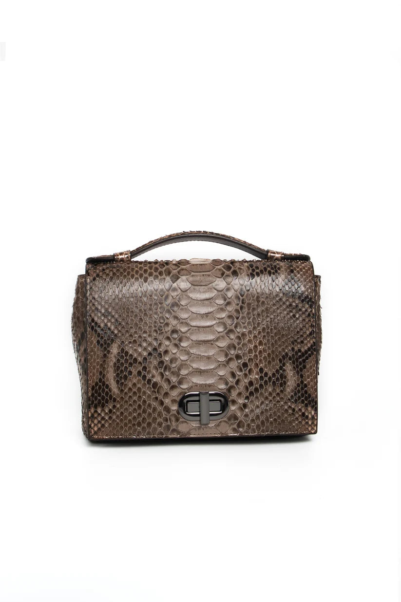 Bolsa Larissa | Couro de Python Artesanal | Fendi