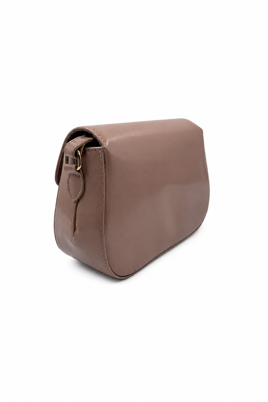 Bolsa Lia | Couro Box | Areia | Ferragem Dourada