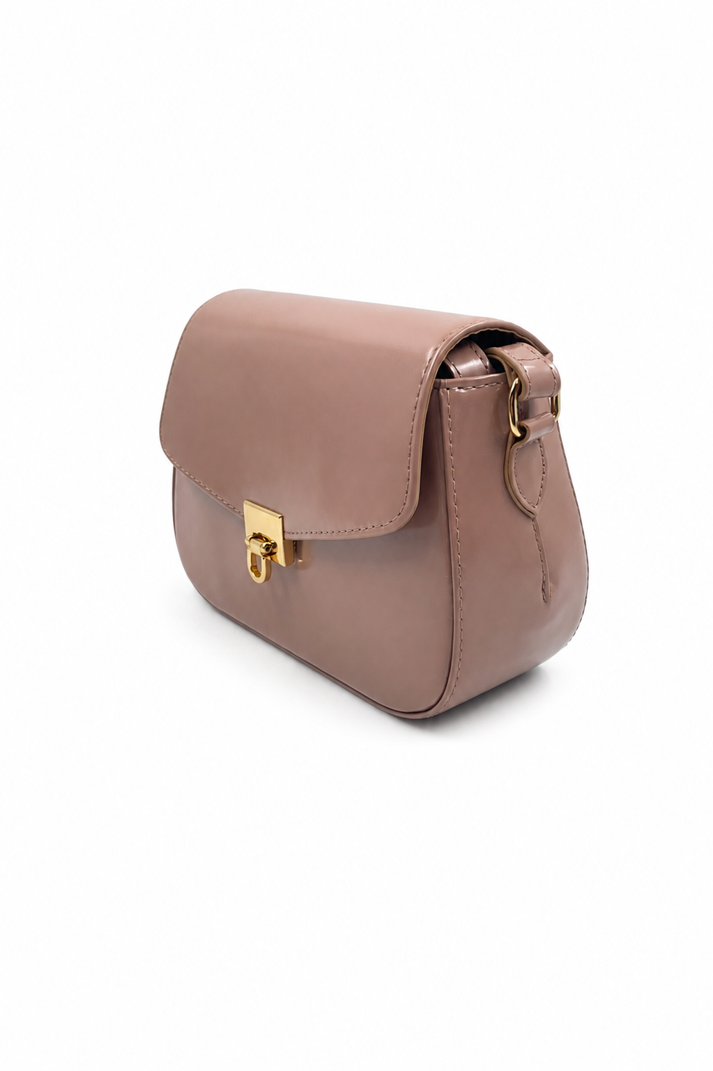 Bolsa Lia | Couro Box | Areia | Ferragem Dourada