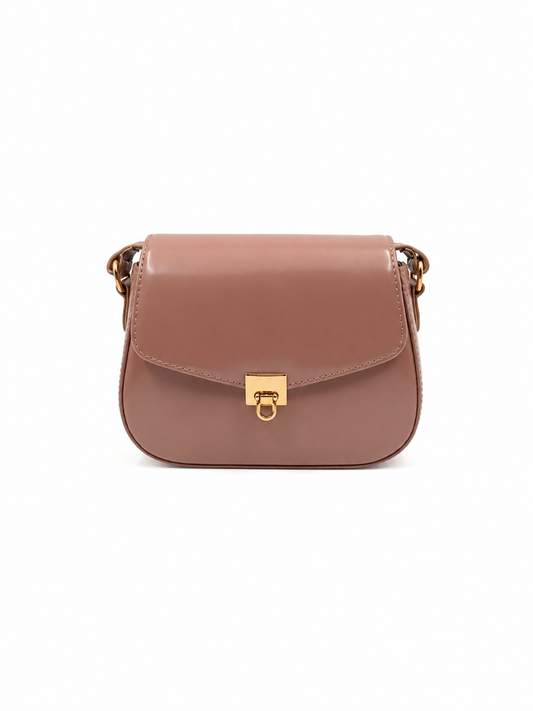 Bolsa Lia | Couro Box | Areia | Ferragem Dourada