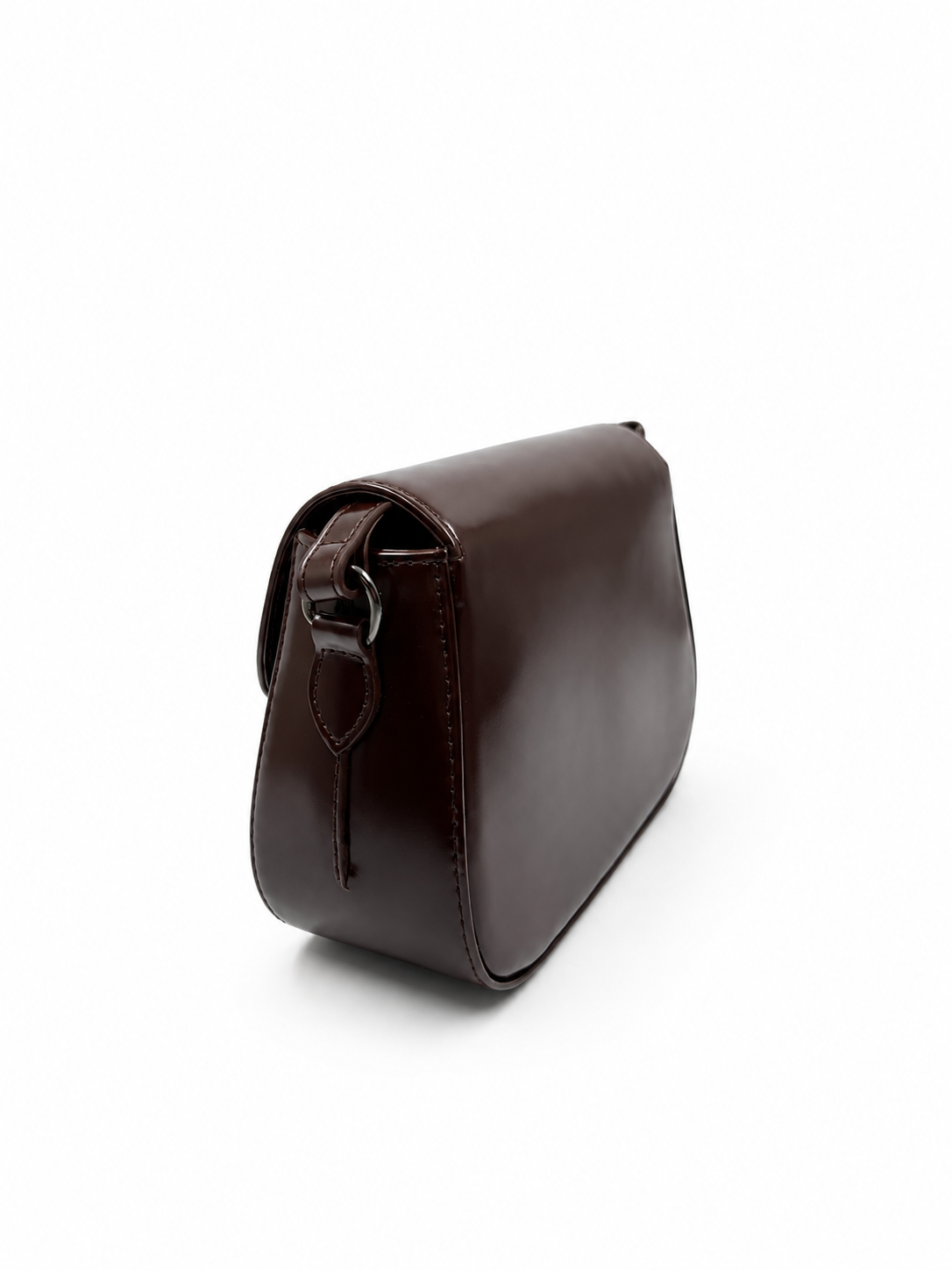 Bolsa Lia | Couro Box | Marrom | Ferragem Ônix