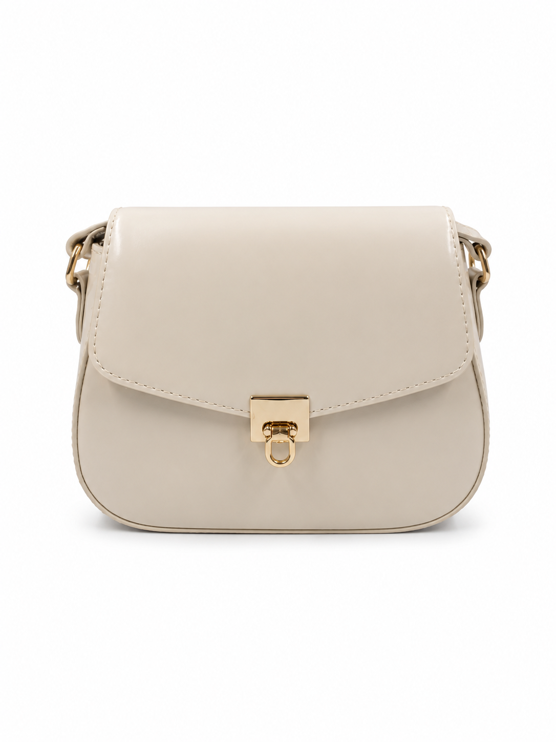 Bolsa Lia | Couro Box | Off White | Ferragem Dourada