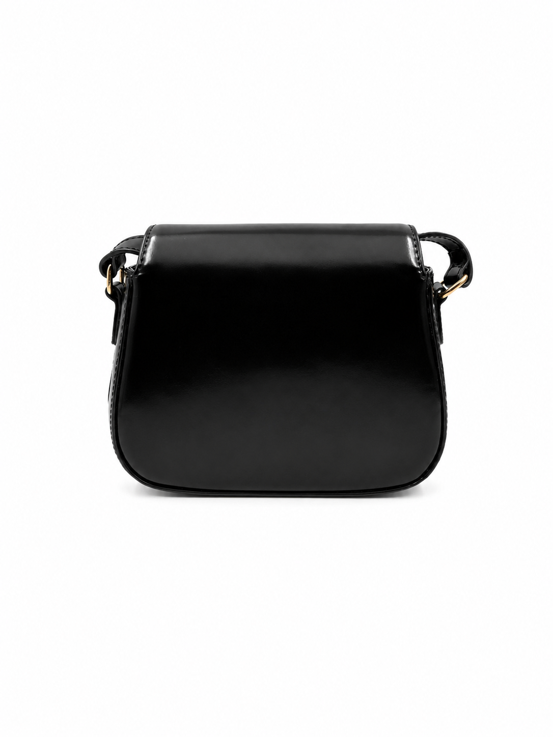 Bolsa Lia | Couro Box | Preta | Ferragem Dourada