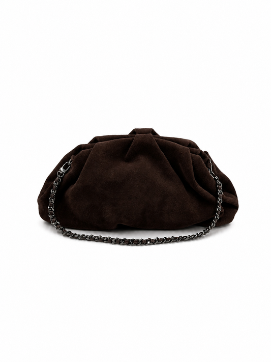 Bolsa Marcela | Camurça | Marrom | Ferragem Ônix