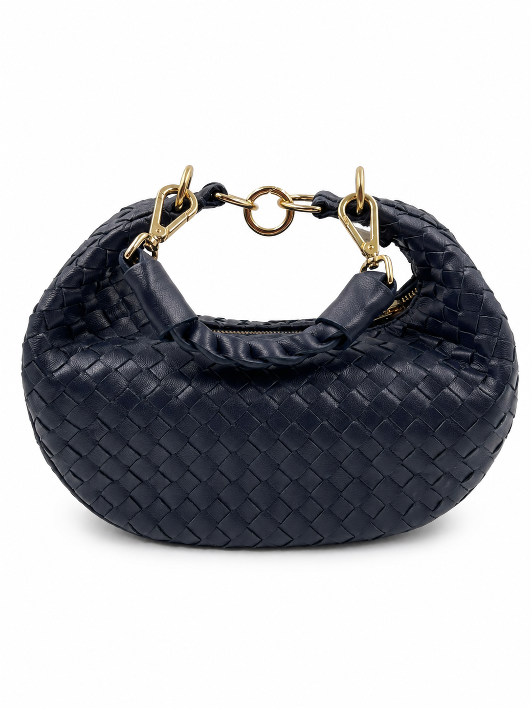 Bolsa Marcela P | Pelica de Caprino | Azul Marinho | Ferragem Dourada