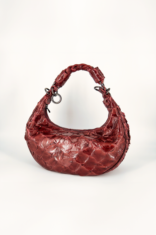 Bolsa Marcela P | Couro de Pirarucu | Vermelha