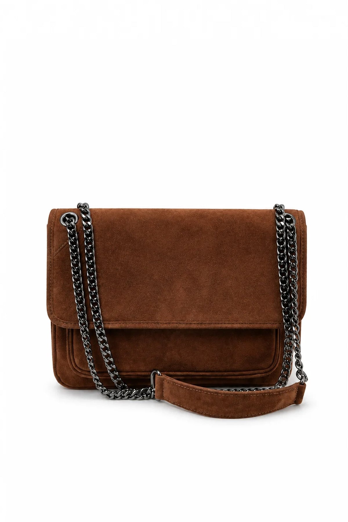 Bolsa Nicoli | Camurça | Marrom | Ferragem Ônix