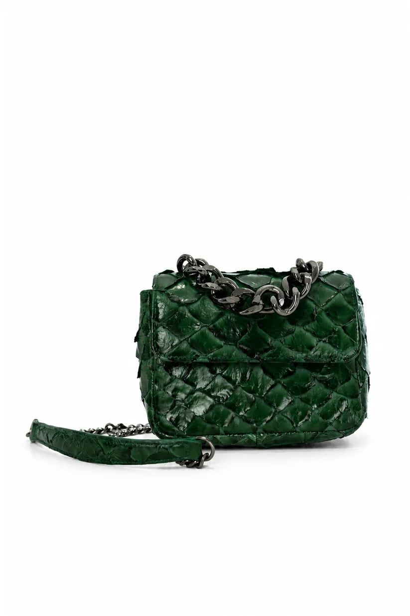 Bolsa Paty | Couro de Pirarucu | Verde