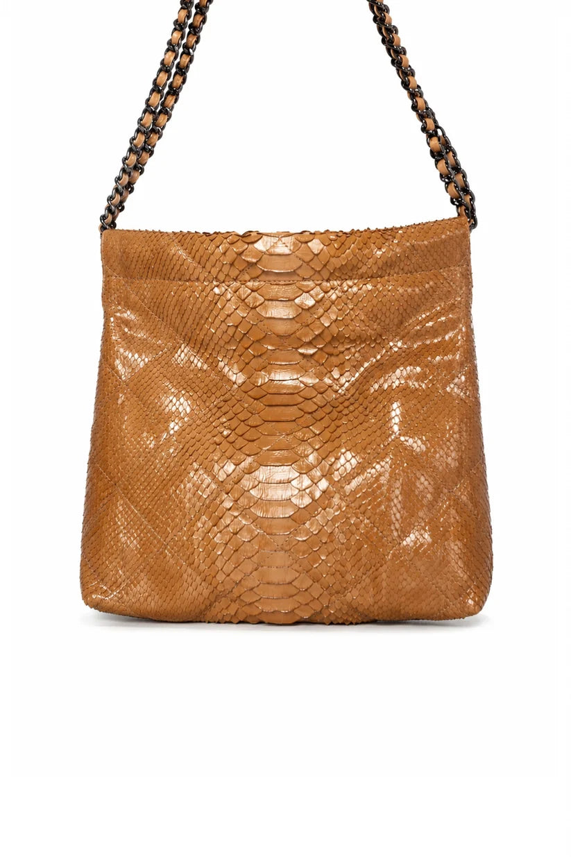 Bolsa Paula | Couro de Python | Caramelo