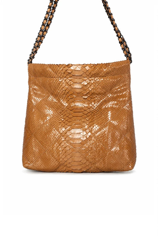 Bolsa Paula | Couro de Python | Caramelo