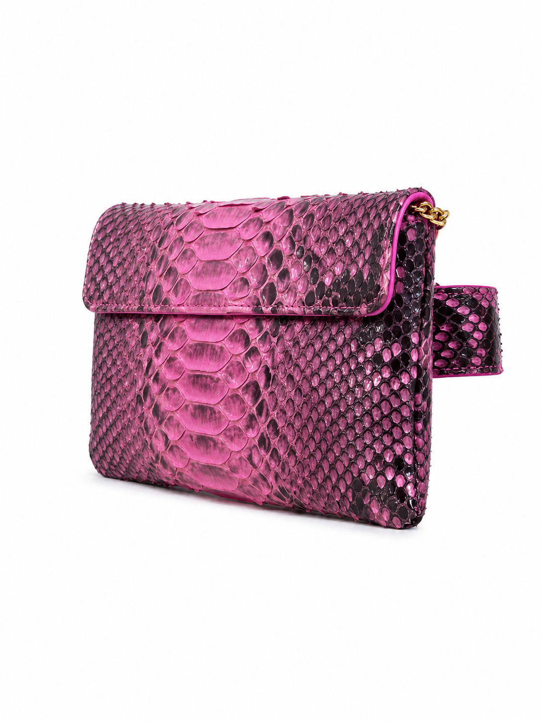 Pochete Lu | Couro de Python | Rosa