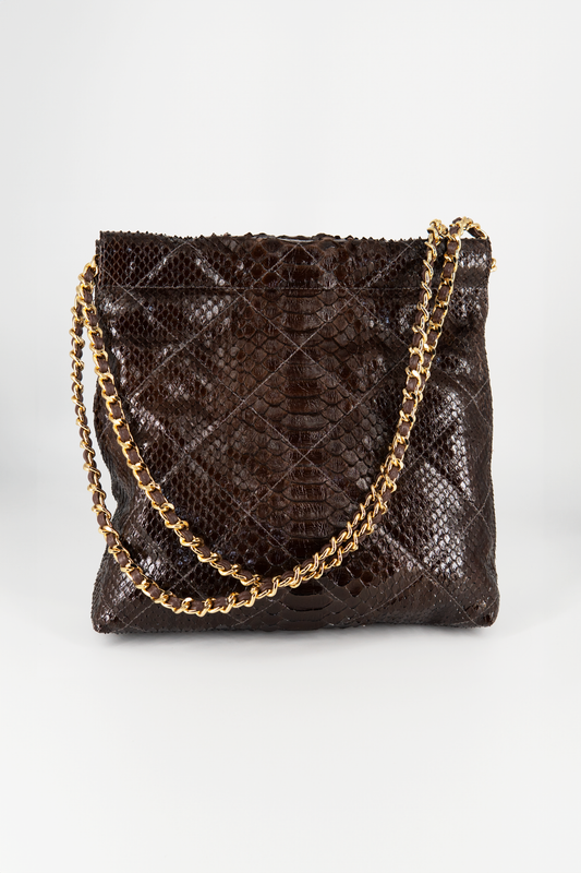 Bolsa Paula | Couro de Python | Marrom