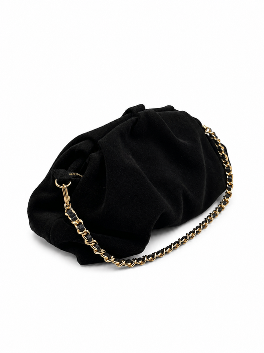 Bolsa Tanara | Camurça | Preta | Ferragem Ouro