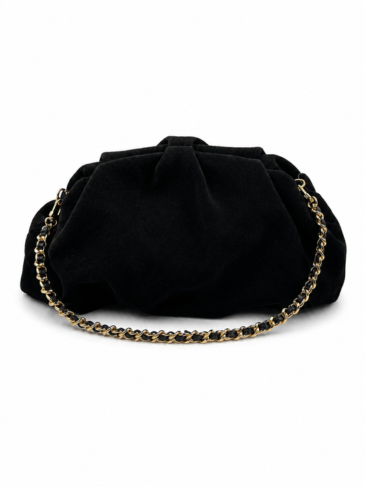 Bolsa Tanara | Camurça | Preta | Ferragem Ouro