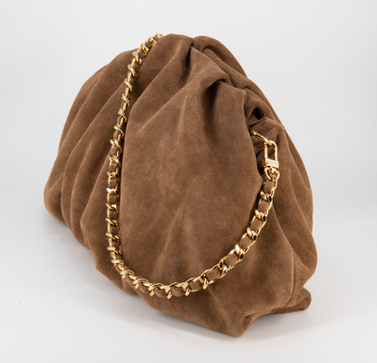 Bolsa Tanara | Couro Camurça | Caramelo