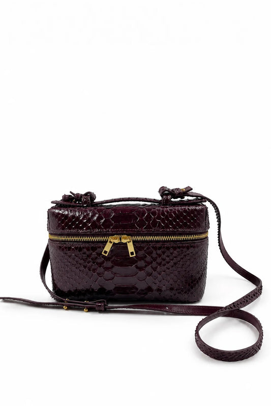 Bolsa Valentina | Couro Python | Burgundy