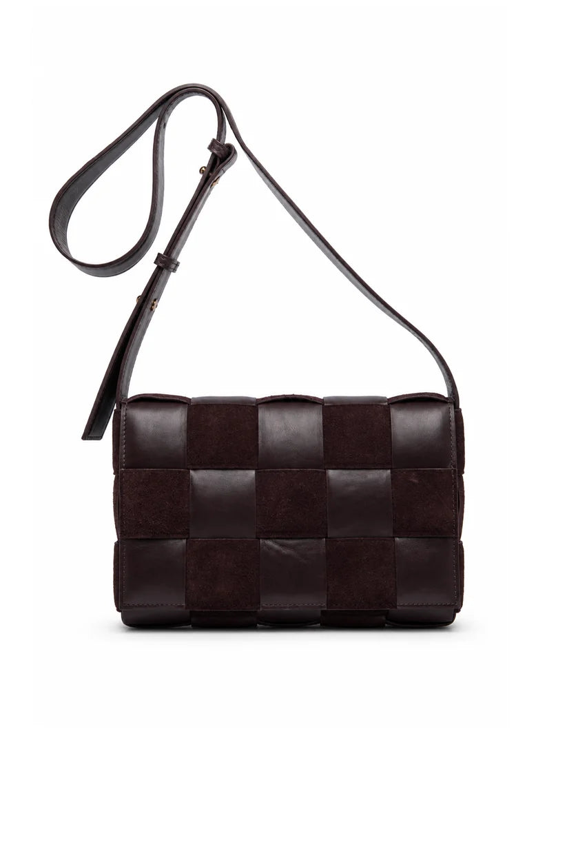 Bolsa Vanessa | Couro e Camurça | Marrom